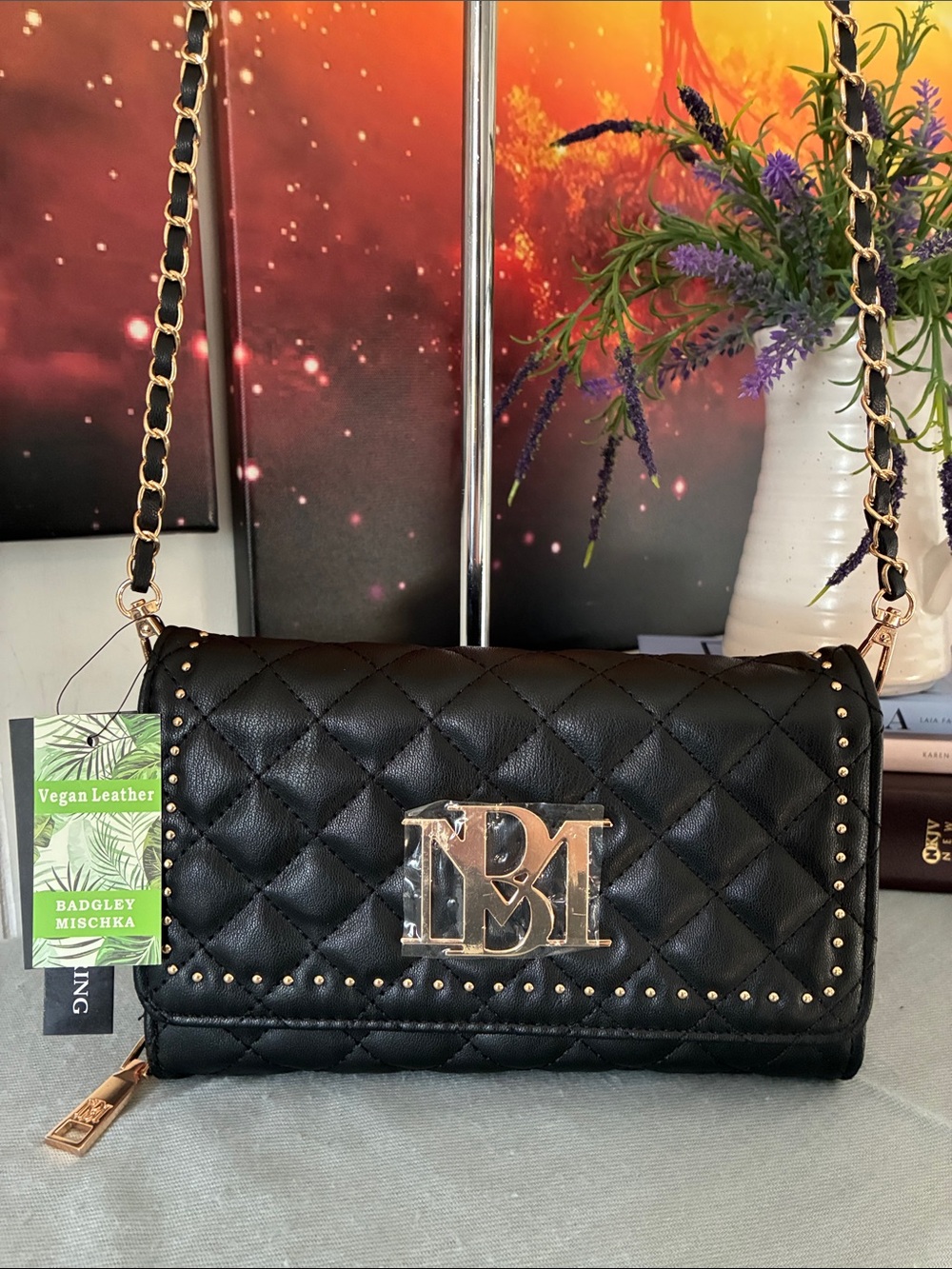 Badgley Mischka Quilted Chain Crossbody